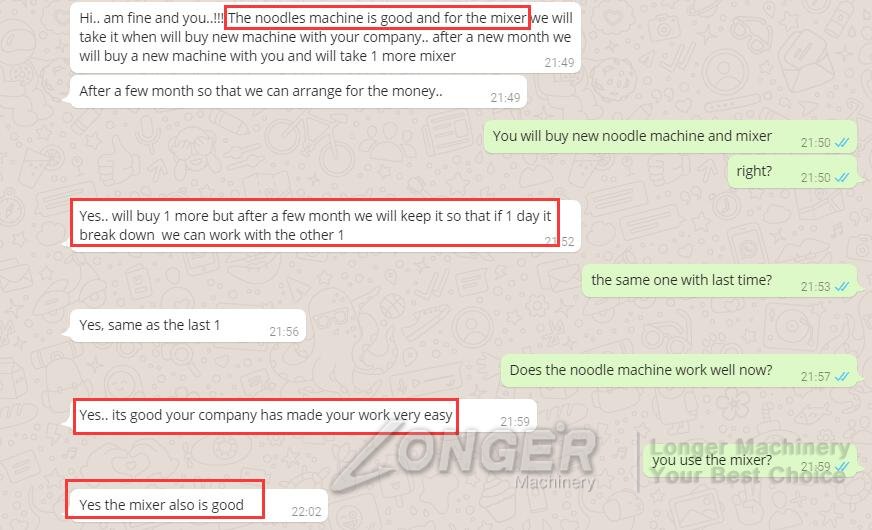 customer review for noodles machine